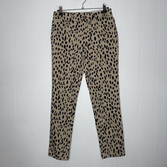 Chico’s Women’s So Slimming Girlfriend Slim Leg Ankle Jeans Cheetah Print 00R 2R - Picture 1 of 6